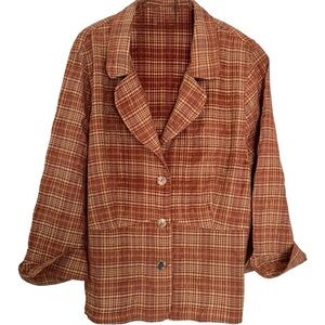 Cut Loose Plaid Seersucker Jacket – Lightweight Rayon Nylon Blend 3/4 Sleeves